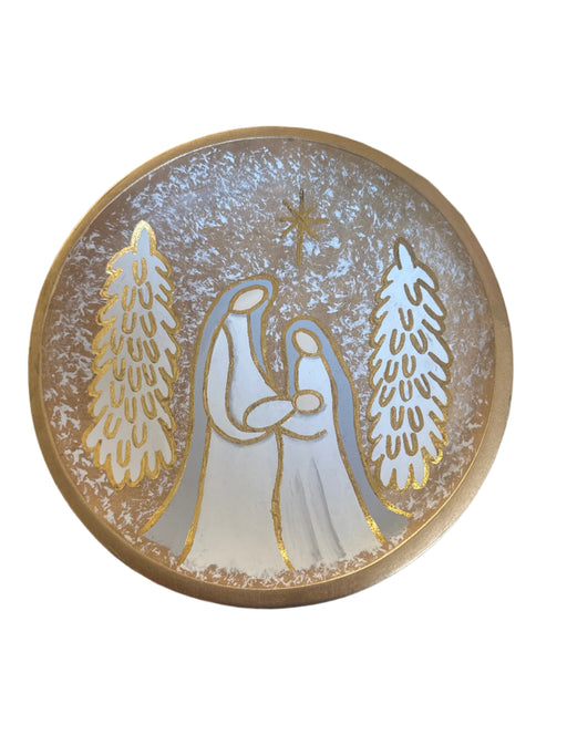 TC Round Wooden Bowl With Holy Family