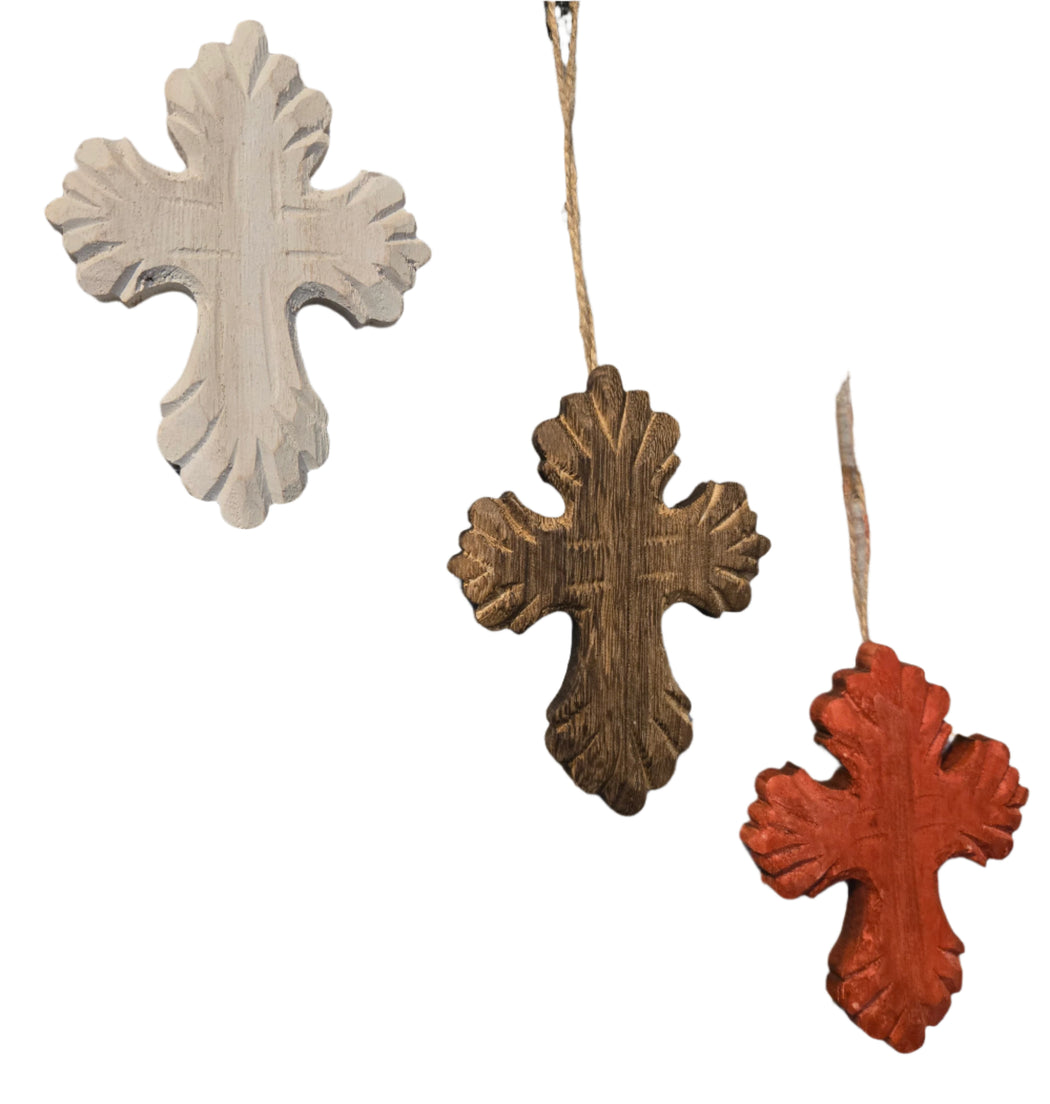 TC Wood Cross Ornaments