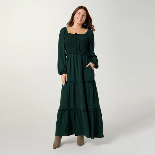 CC Lanna Smocked Bodice Long Sleeve Maxi Dress