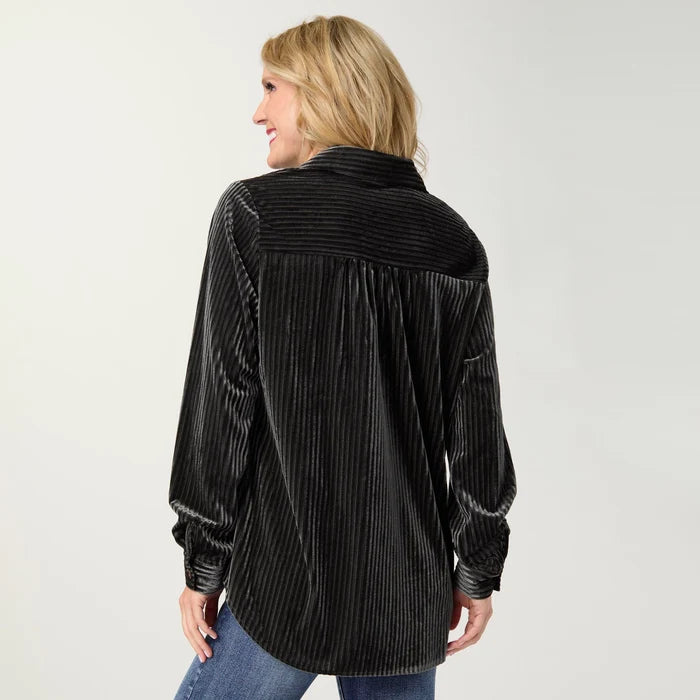CC Ruthie Ribbed Velour Button Front