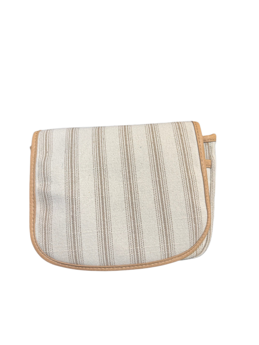 Joy Susan Neutral Pencil Stripe Saddle Bag In Canvas