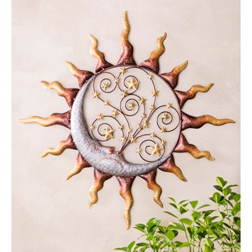 Metal Sun, Star & Blowing Moon Wall Art