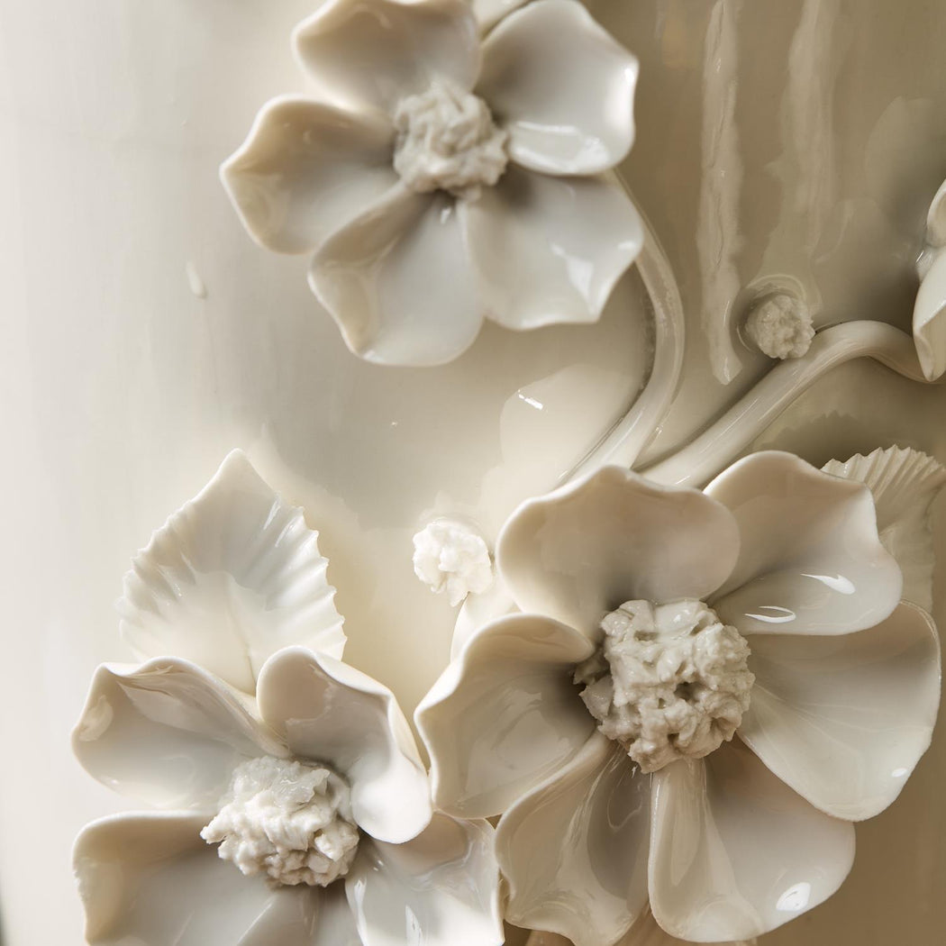 Vase With 3-D Sculpted Flowers