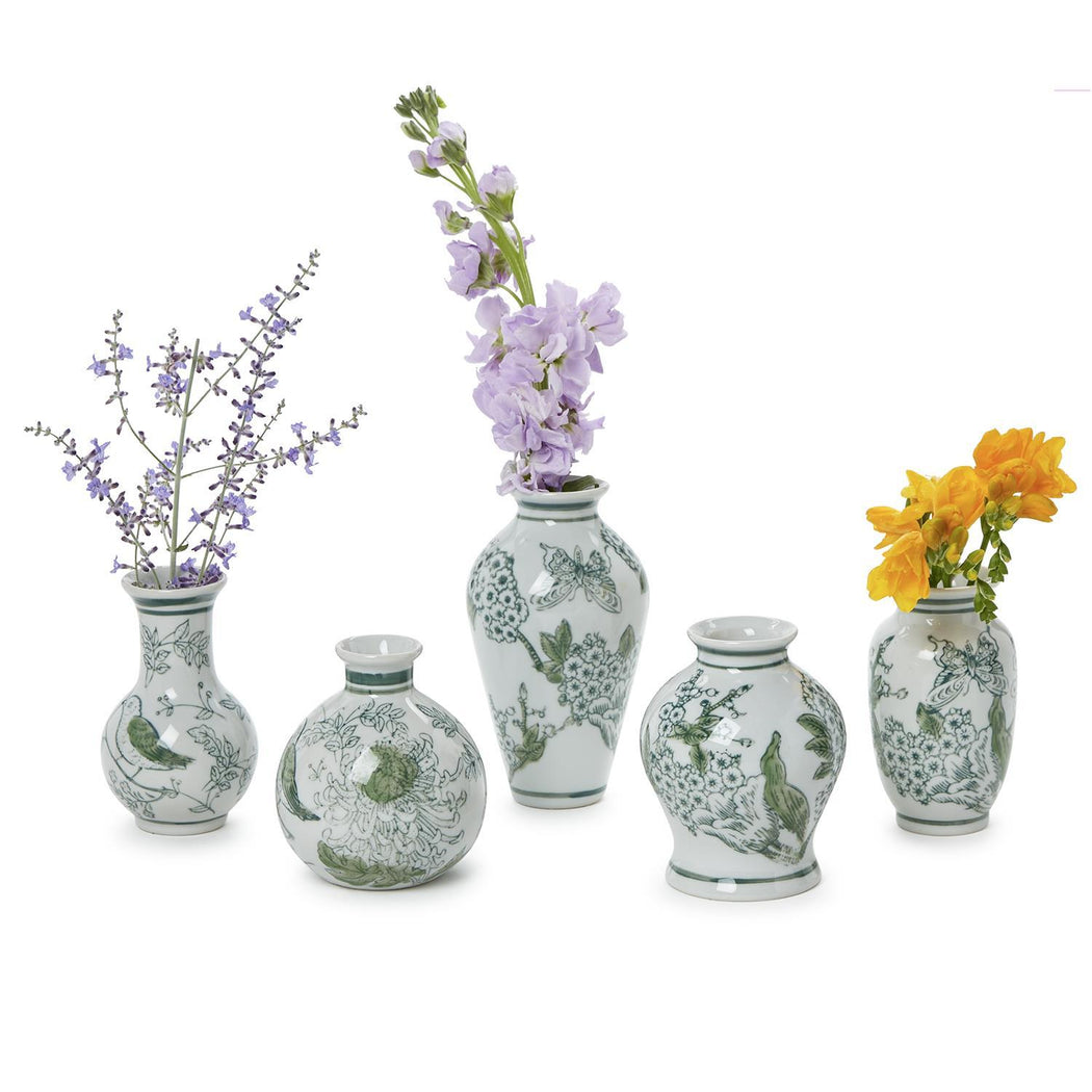 Chinoiserie Vase Green & White