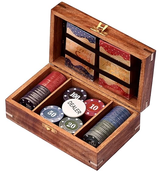 The Turf Club Poker Set In Hand-Crafted Wooden Box