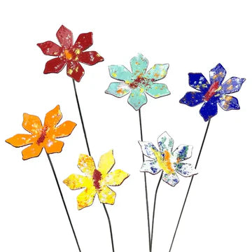 Enamel Copper Flower, Butterfly, Dragonfly Plant Picks