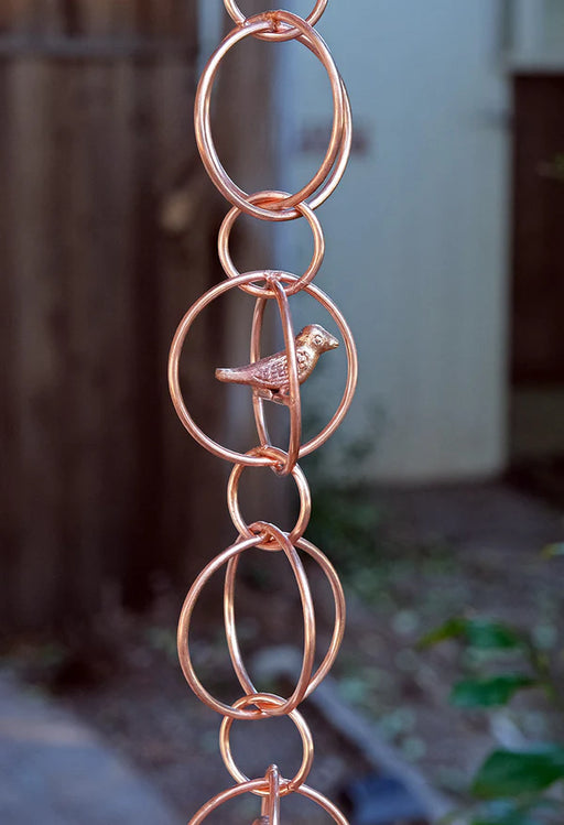 Rain Chain Bird In Cage Copper