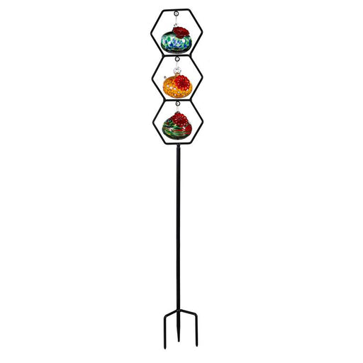Glass Hummingbird Feeder Trio Stake