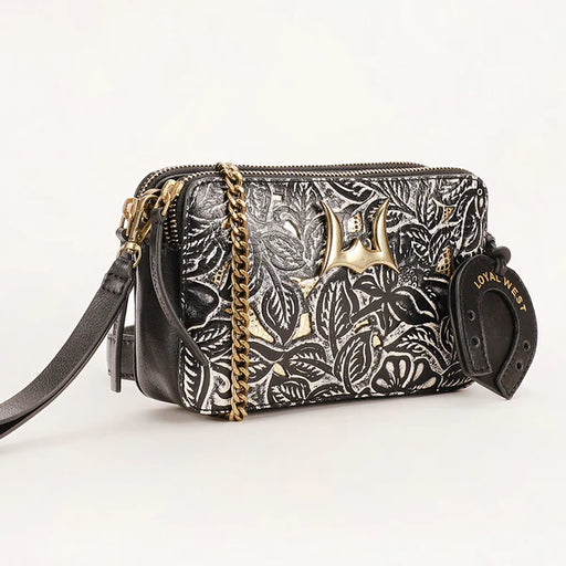 Loyal West Shell Mini Black Floral Purse