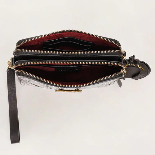 Loyal West Shell Mini Black Floral Purse