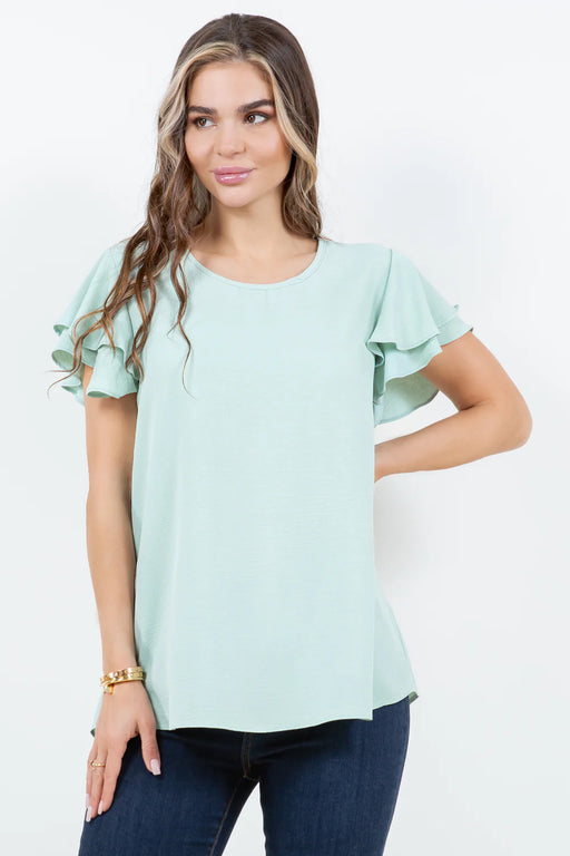 LTX Ruffle Sleeve Flow Top