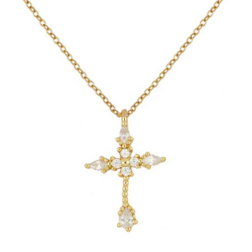 AA Cross With Bead & Pear Necklace