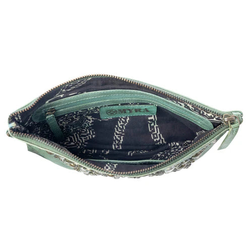Myra Empire Green Studded Pouch