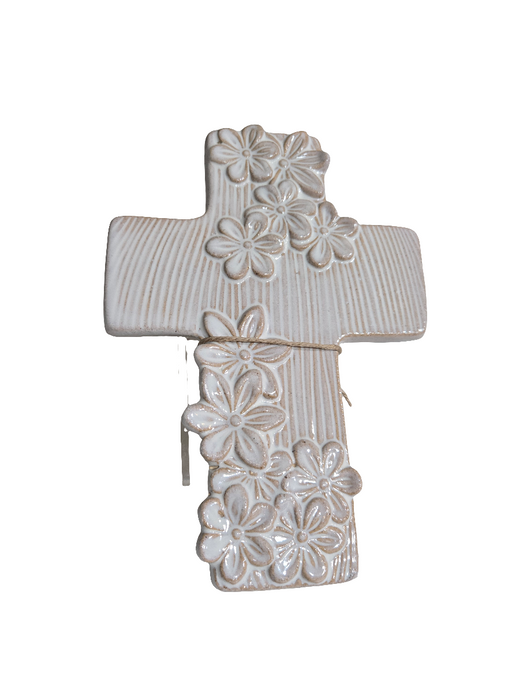 Mudpie Ceramic Flower Cross