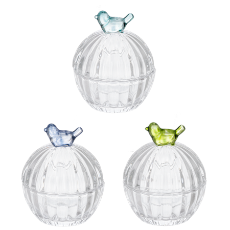 Glass Covered Bird Trinket Dish