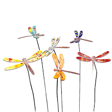 Enamel Copper Flower, Butterfly, Dragonfly Plant Picks