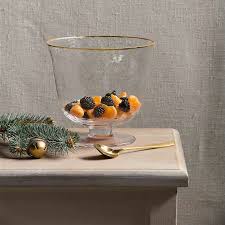 Mudpie Glass Gold Edge Pedestal Bowl