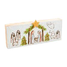 Mudpie Long Painted Nativity Plaque