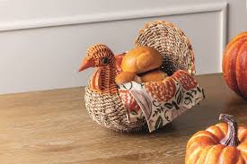 Mudpie Woven Turkey Bread Basket Set