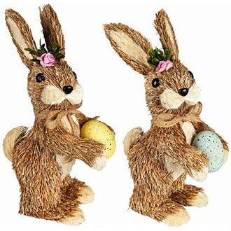 Natural Fiber Easter Bunny Table Decor - EG
