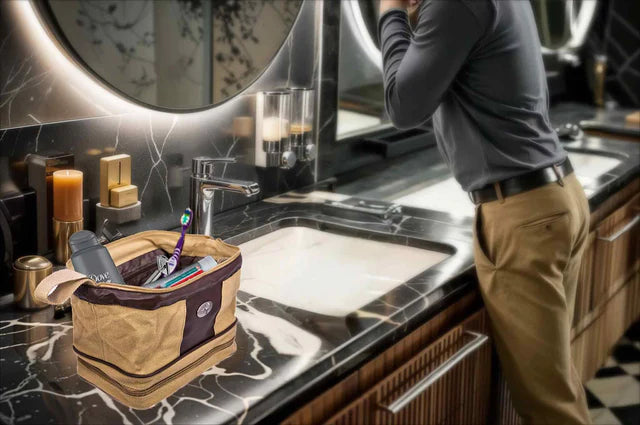 Zep-Pro Khaki Canvas Shave Kit With Cotton Conche