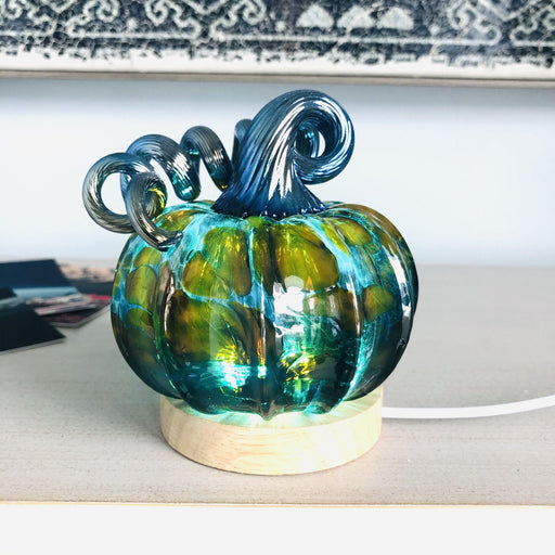 Luke Adams Hand Blown Pumpkin On Light Base