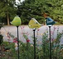 Staked Art Glass Birds