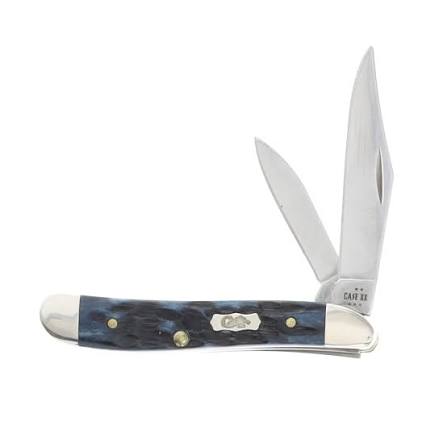 Case Knife Pocket Worn Mediterranean Blue Bone Peach Seed Jig Peanut