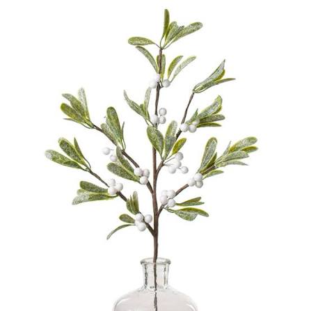 Glittered Mistletoe 26" Leaf Spray