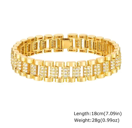 Klassy Rounds Pave Watch Band Bracelet