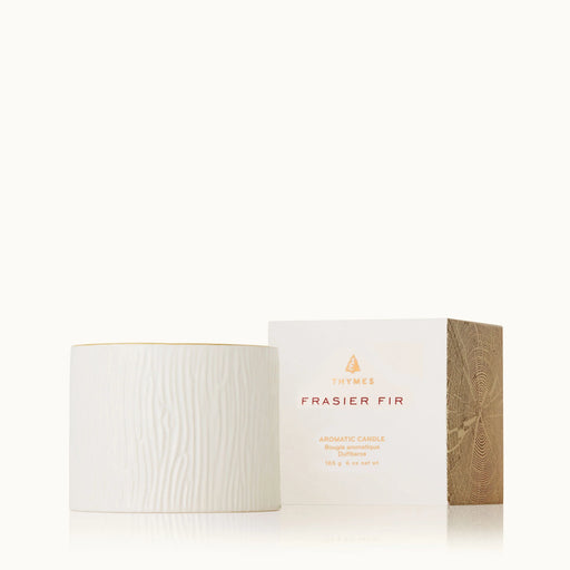 Thymes Frasier Fir Aromatic Petite Ceramic Wood Grain Candle