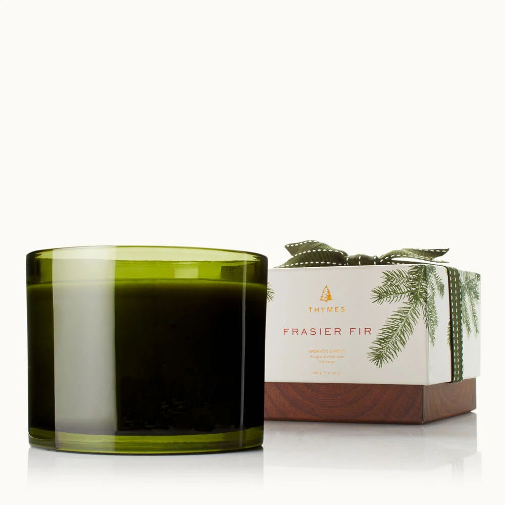 Thymes Frasier Fir 17oz Poured Candle 3 Wick Green