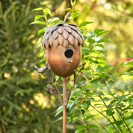 Copper Finished Acorn Birdhouse Stake - Z