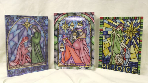 TC Acrylic Block Sign Stained Glass Window Nativity