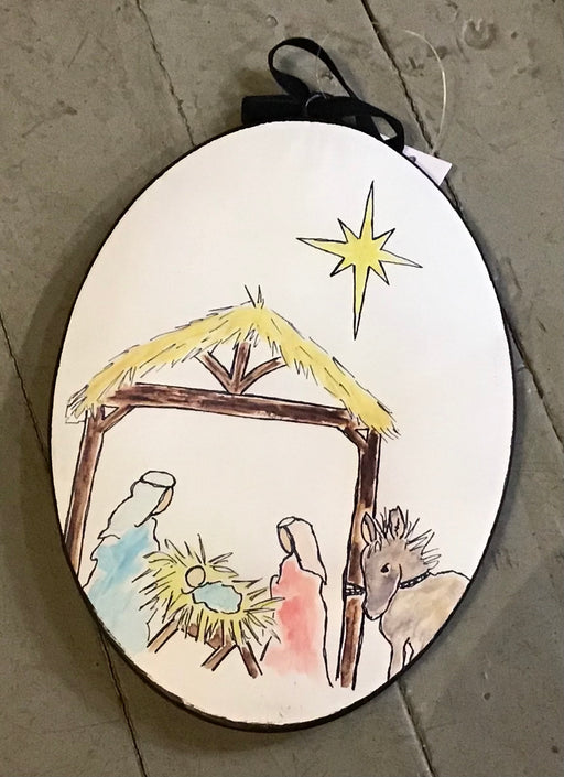 TC Oval Metal Nativity Ornament