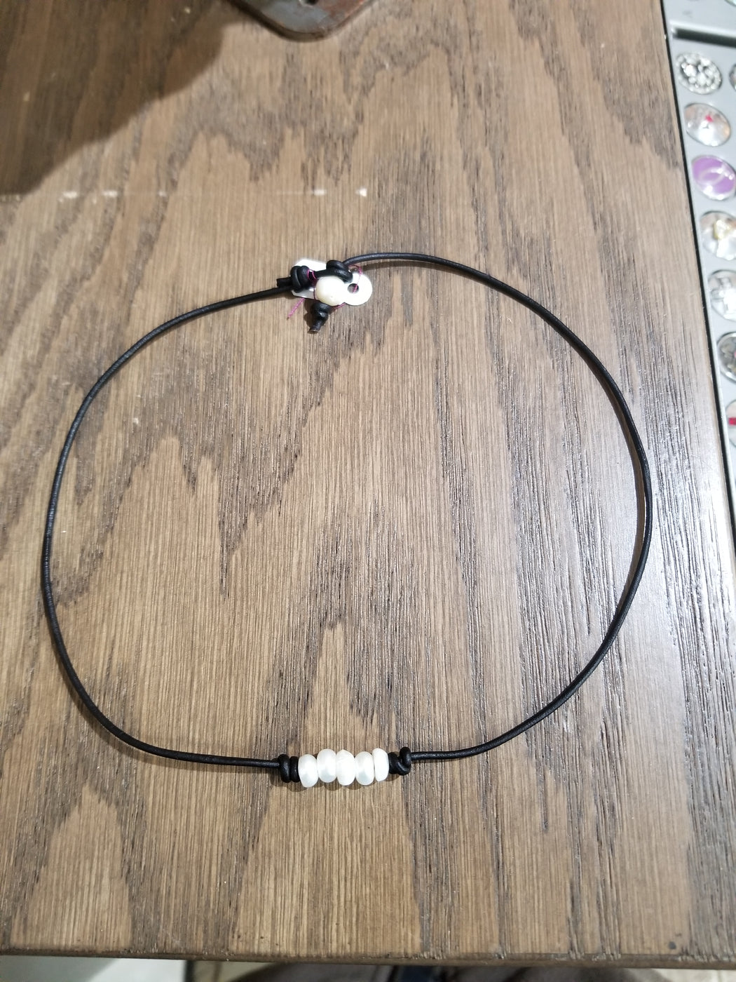 WS Leather Pearl Choker