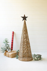 Kalalou Seagrass Christmas Tree With Metal Star