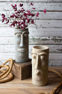 Kalalou Clay Face Vase
