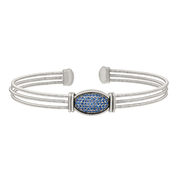 Bella Cavo Three Cable Bracelet with Blue Sapphire Oval