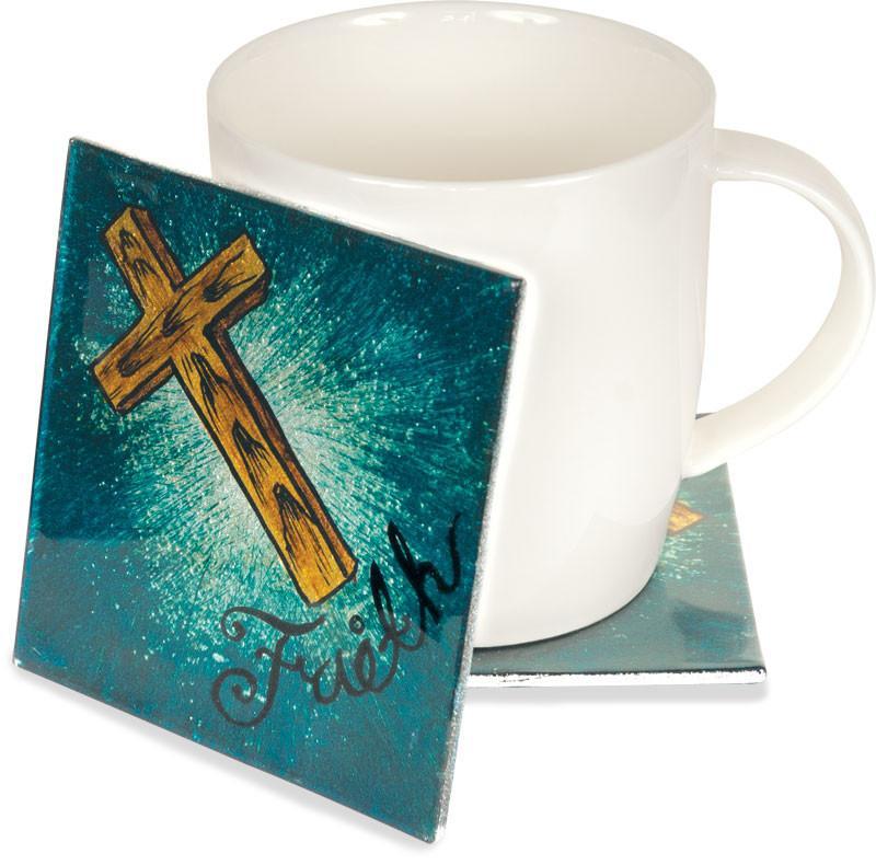 Cozenza Collection Faith Cross Coaster