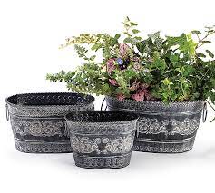 BB Tin Oval Grey Lined Planter