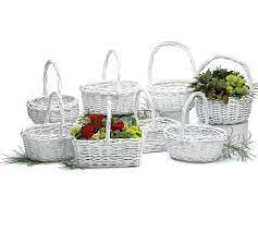 BB Heavy Willow White Baskets With Handle Assorted