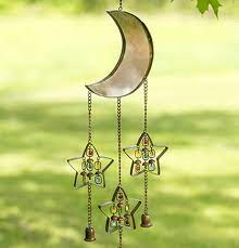 Moon And Stars With Dangles Wind Chime