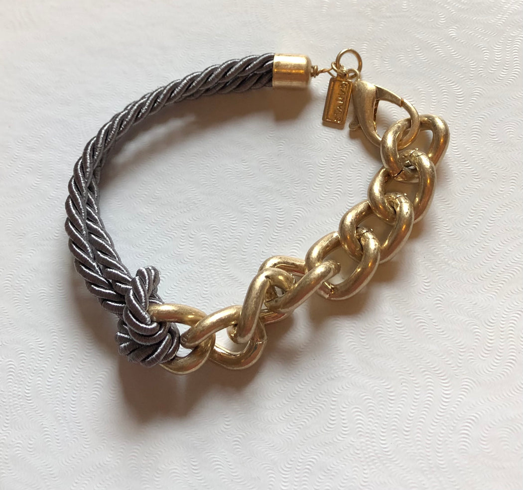 CAN Eliza Knotted Cord With Chunky Chain Bracelet