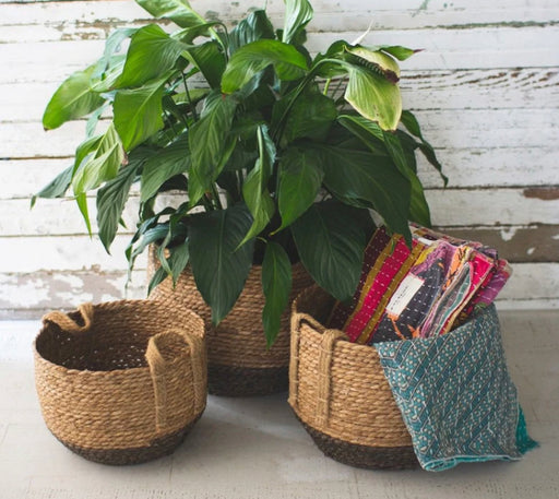 Round Basket With Jute Handles