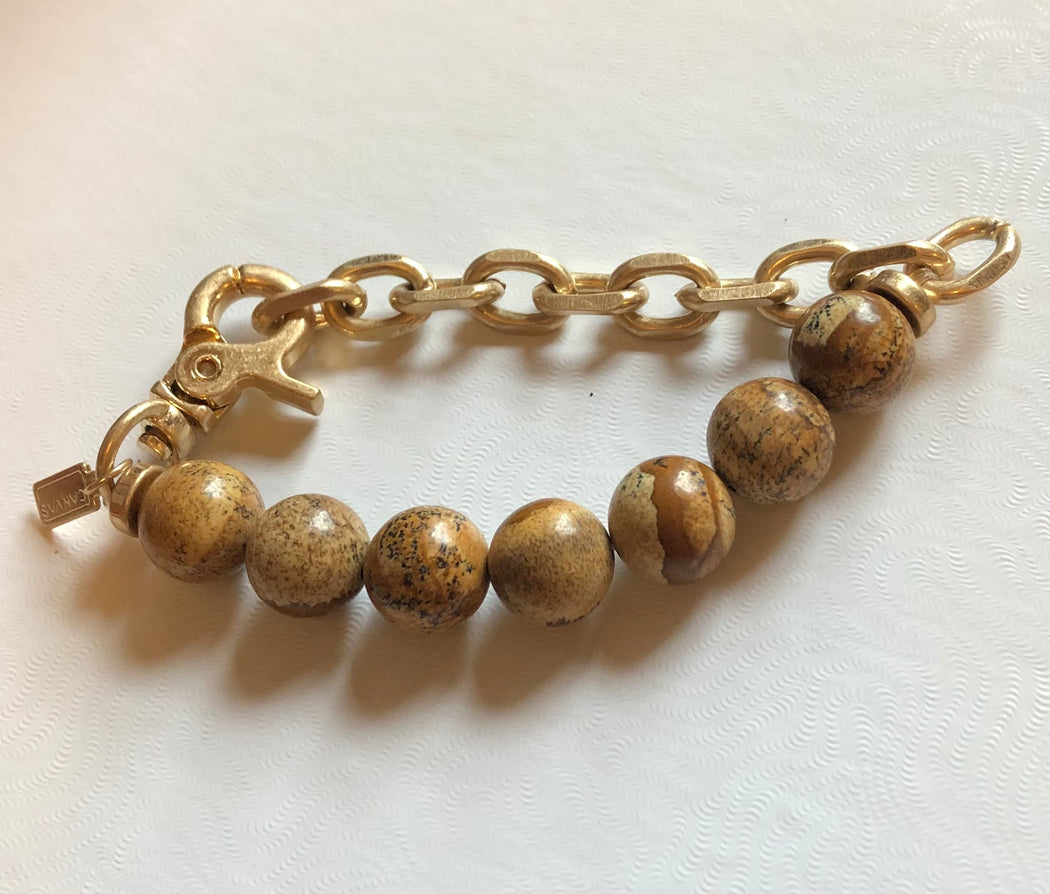 CAN Mila Gemstone Beads With Chunky Chain Bracelet