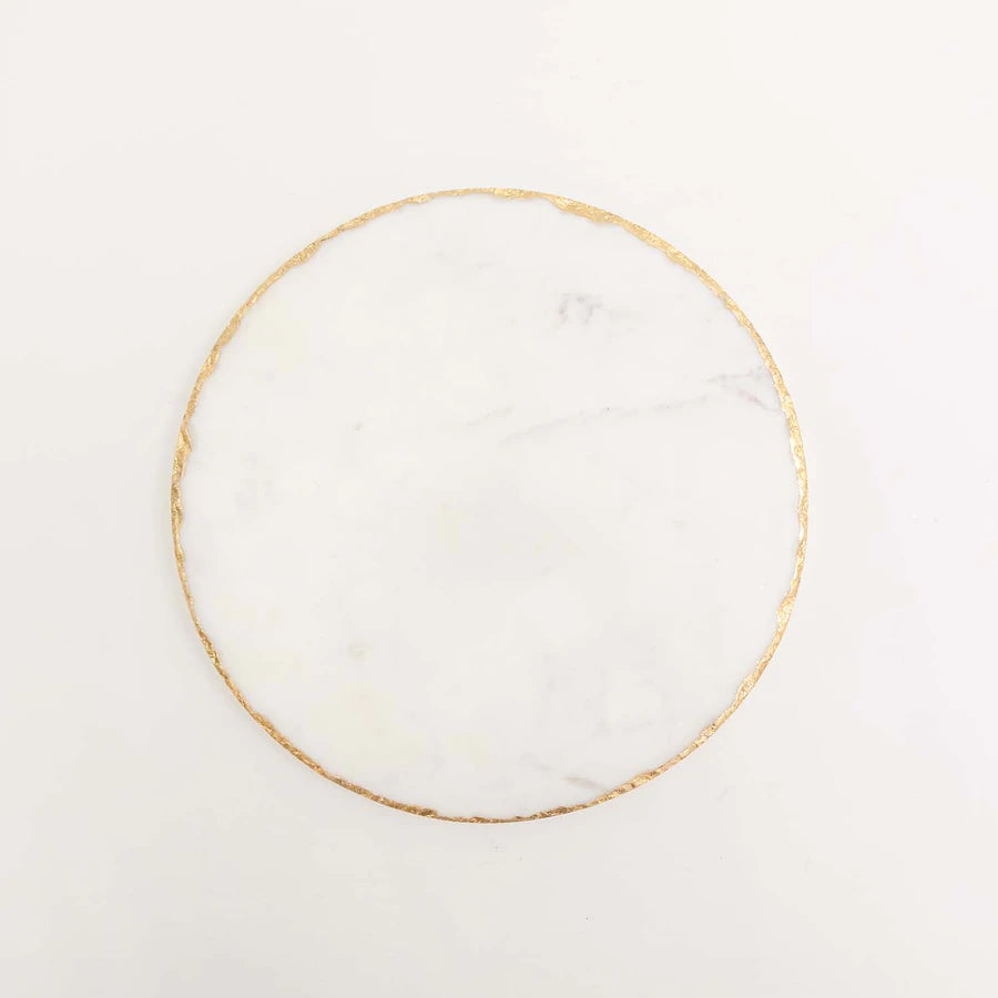 Mary Square Marble & Gold Round Cheese Board