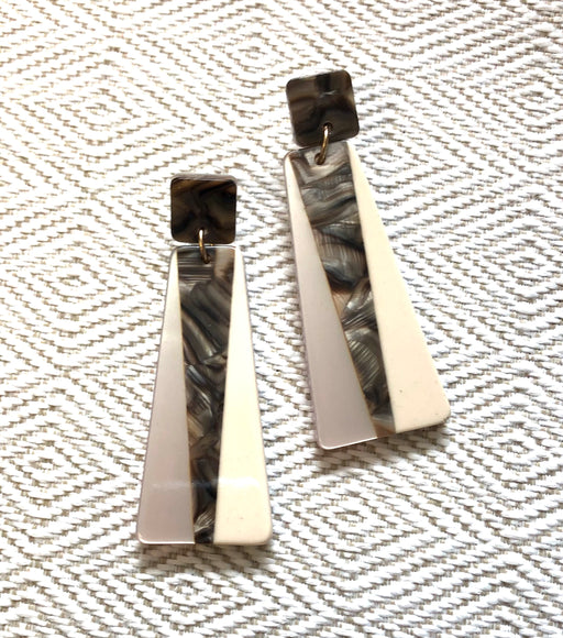 Jane Marie Brown Square Resin With Rectangle Resin Earring