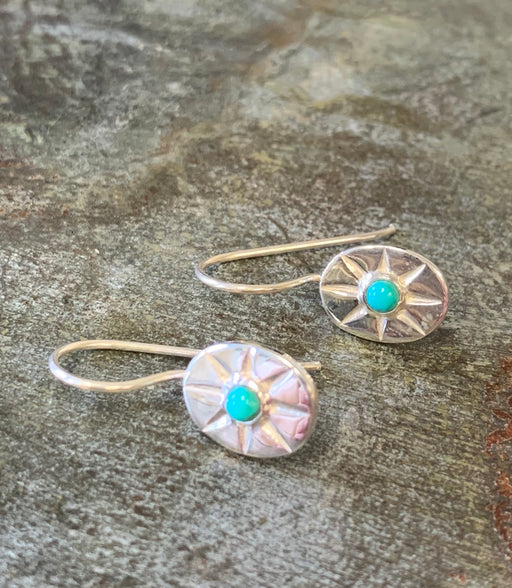 B Sterling Compass Rose Earring With Turquoise Stone