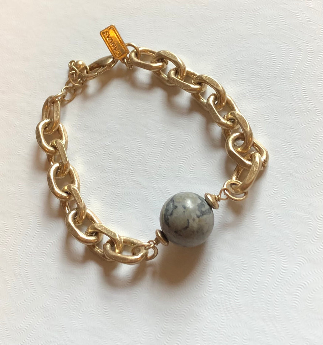 CAN Carli Gemstone Chunky Chain With Stone Bead Bracelet